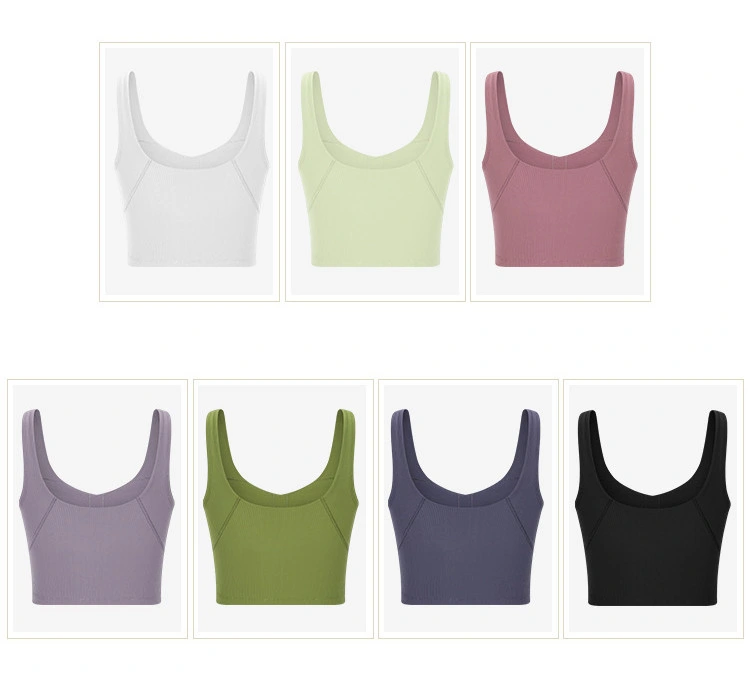 Sy-D9836 New Ribbed Sports Vest Slimming Moisture Wicking Gym Fitness Underwear Yoga Bra for Women