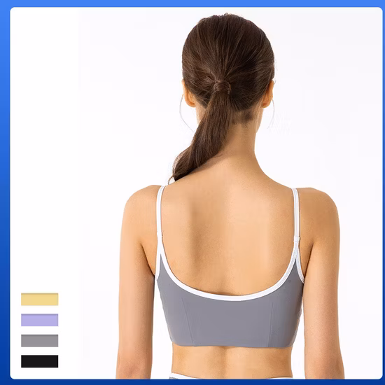 Sexy schöne Rückenschlinge Sportunterwäsche Damen dünne Schultergurte Kontrastfarbe Yoga Weste Außenkleidung mit Brustpolster Fitness-BH