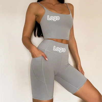 2-teiliges Damen-Set von Ingor Sportswear, aktiv, nahtlos, Fitnessbekleidung, Workout, hohe Taille, Fitness, Fitnessstudio, gerippter Sport-BH, Leggings, Yoga-Set