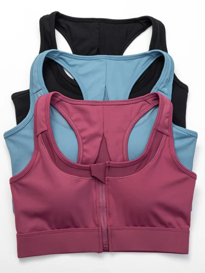 Fitness Nahtlose Gym Lauf Tank Tops Atmungsaktive Front Zipper Einstellbare Zurück Große Größe Frauen Yoga Top Sport-Bh